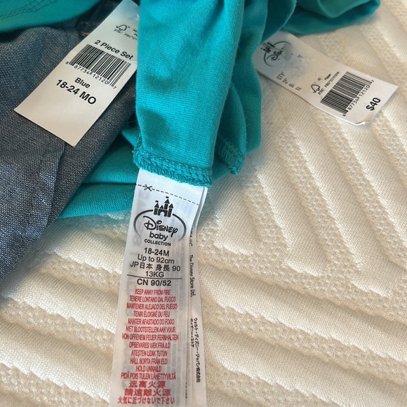 NWT Disney Mickey Mouse teal polo shirt blue elastic band pant set 18-24M cotton - Picture 3 of 8